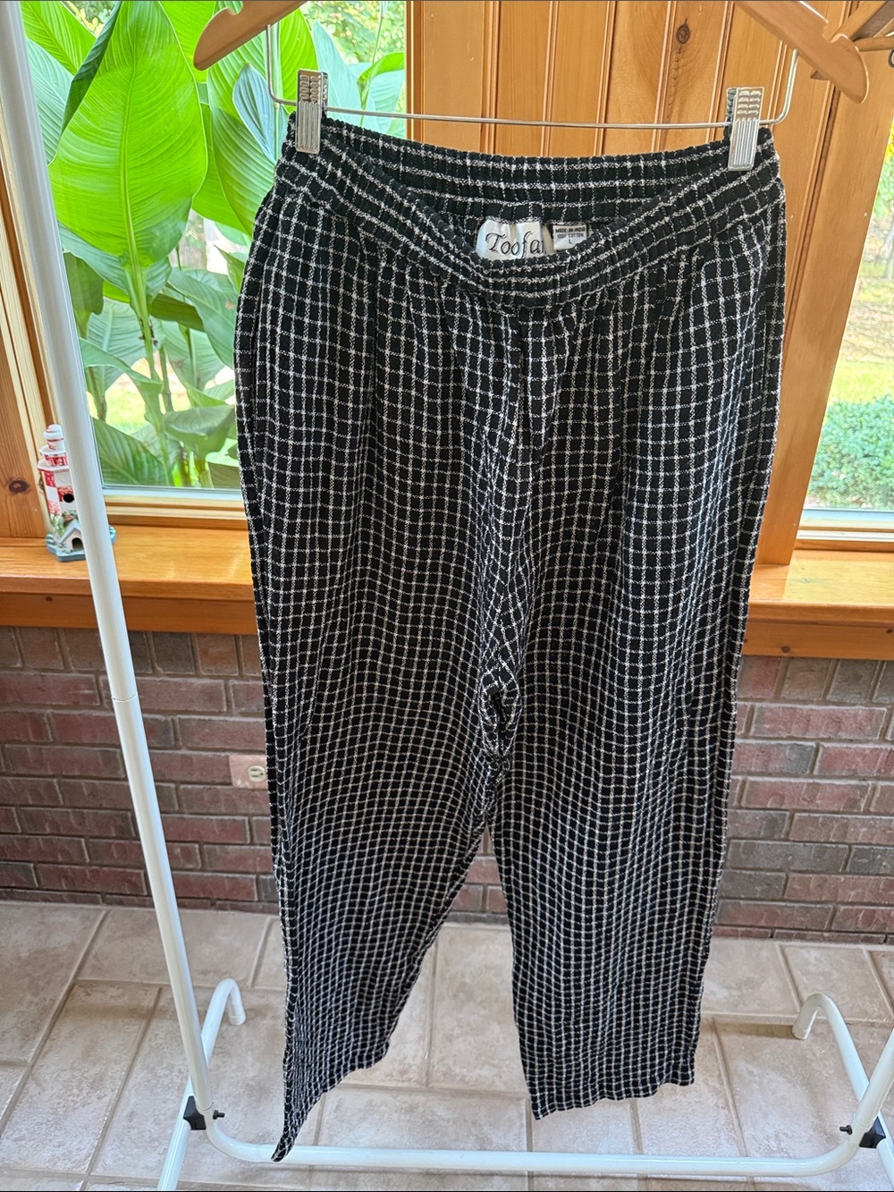 Vintage 100% Cotton Black & White Grid Casual Pants